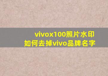 vivox100照片水印如何去掉vivo品牌名字