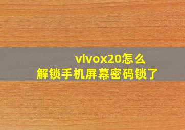 vivox20怎么解锁手机屏幕密码锁了