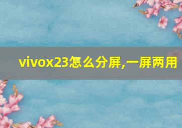 vivox23怎么分屏,一屏两用