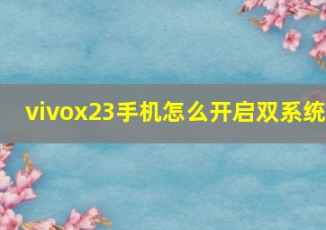 vivox23手机怎么开启双系统