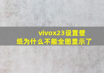 vivox23设置壁纸为什么不能全图显示了