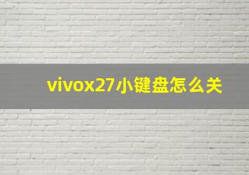 vivox27小键盘怎么关