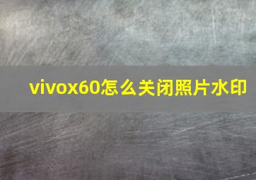 vivox60怎么关闭照片水印