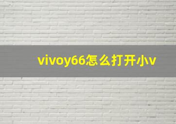 vivoy66怎么打开小v