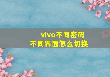 vivo不同密码不同界面怎么切换