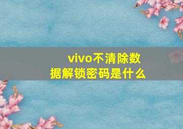 vivo不清除数据解锁密码是什么