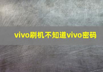 vivo刷机不知道vivo密码