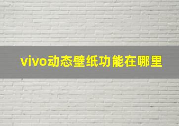 vivo动态壁纸功能在哪里