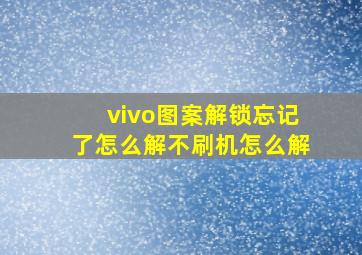 vivo图案解锁忘记了怎么解不刷机怎么解