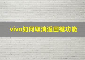 vivo如何取消返回键功能