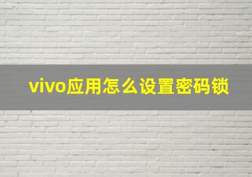 vivo应用怎么设置密码锁