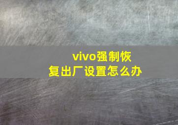 vivo强制恢复出厂设置怎么办