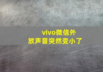 vivo微信外放声音突然变小了