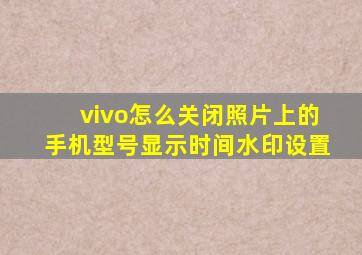 vivo怎么关闭照片上的手机型号显示时间水印设置