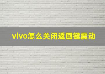 vivo怎么关闭返回键震动