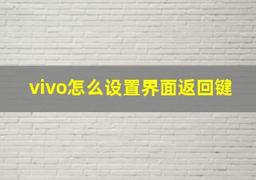 vivo怎么设置界面返回键