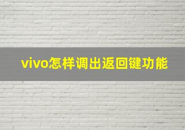 vivo怎样调出返回键功能