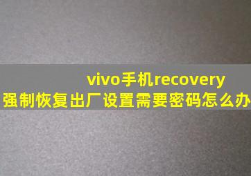 vivo手机recovery强制恢复出厂设置需要密码怎么办