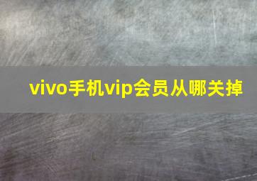 vivo手机vip会员从哪关掉