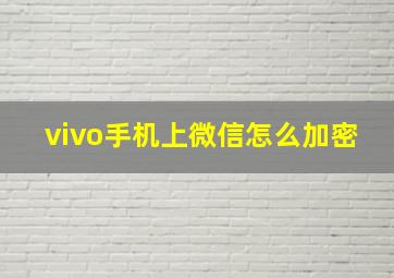 vivo手机上微信怎么加密