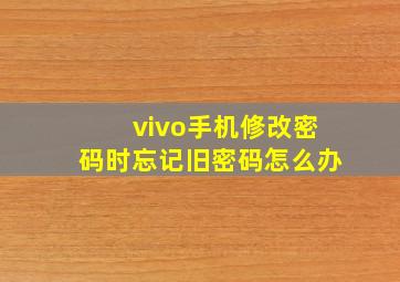 vivo手机修改密码时忘记旧密码怎么办