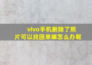 vivo手机删除了照片可以找回来嘛怎么办呢