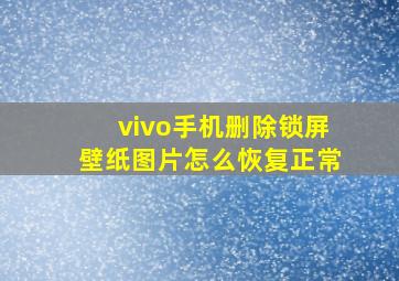 vivo手机删除锁屏壁纸图片怎么恢复正常