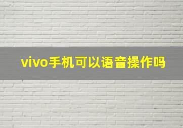 vivo手机可以语音操作吗