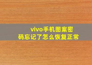 vivo手机图案密码忘记了怎么恢复正常