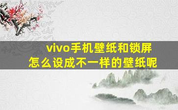 vivo手机壁纸和锁屏怎么设成不一样的壁纸呢