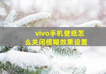 vivo手机壁纸怎么关闭模糊效果设置