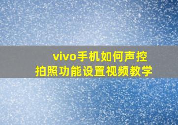 vivo手机如何声控拍照功能设置视频教学