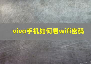 vivo手机如何看wifi密码