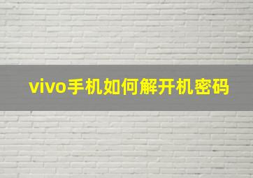 vivo手机如何解开机密码