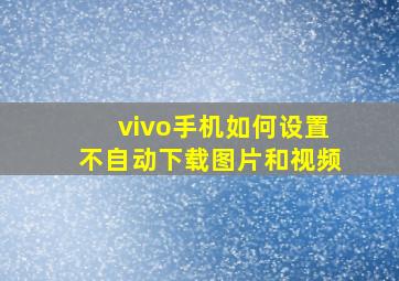 vivo手机如何设置不自动下载图片和视频