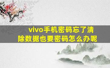 vivo手机密码忘了清除数据也要密码怎么办呢