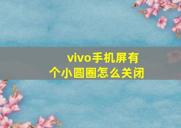 vivo手机屏有个小圆圈怎么关闭