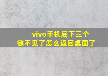 vivo手机底下三个键不见了怎么返回桌面了