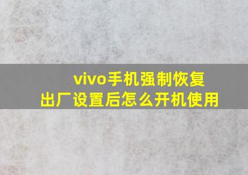 vivo手机强制恢复出厂设置后怎么开机使用