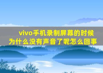 vivo手机录制屏幕的时候为什么没有声音了呢怎么回事