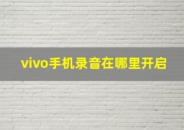 vivo手机录音在哪里开启