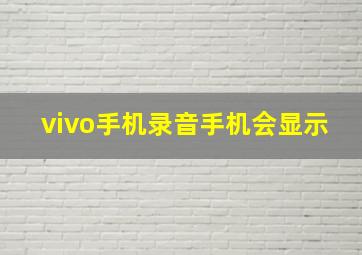 vivo手机录音手机会显示