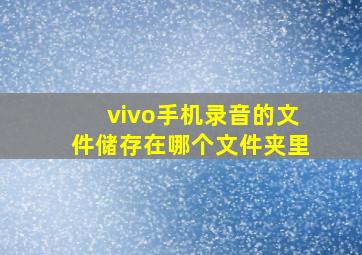 vivo手机录音的文件储存在哪个文件夹里