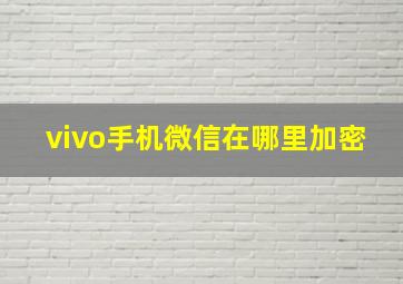 vivo手机微信在哪里加密