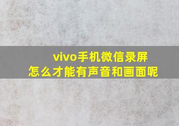 vivo手机微信录屏怎么才能有声音和画面呢