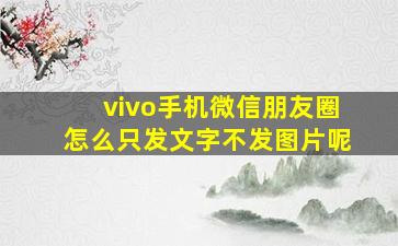 vivo手机微信朋友圈怎么只发文字不发图片呢