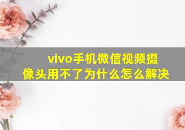 vivo手机微信视频摄像头用不了为什么怎么解决