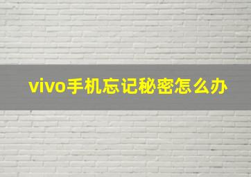 vivo手机忘记秘密怎么办