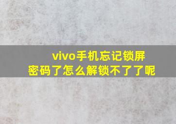 vivo手机忘记锁屏密码了怎么解锁不了了呢