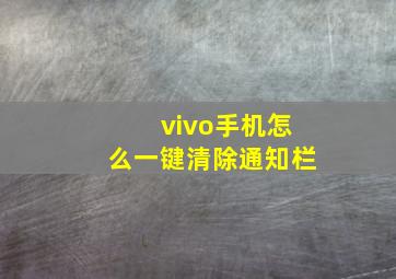 vivo手机怎么一键清除通知栏